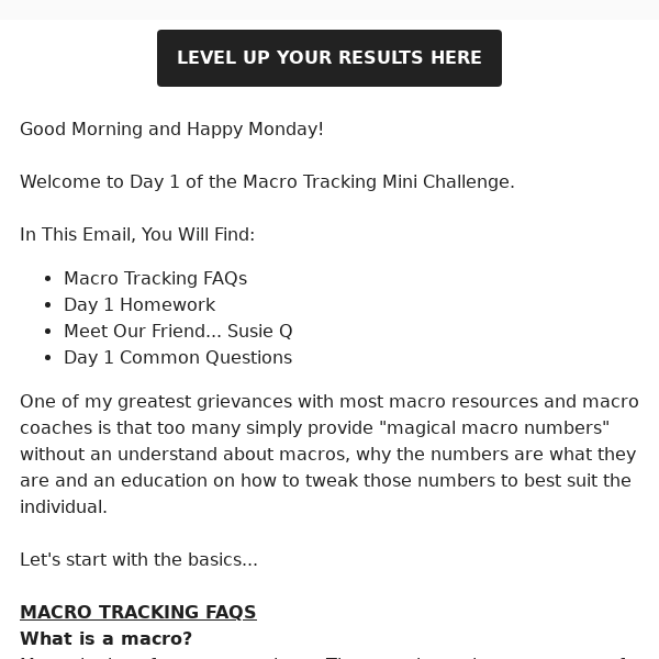 Day 1 of the Macro Tracking Mini Challenge