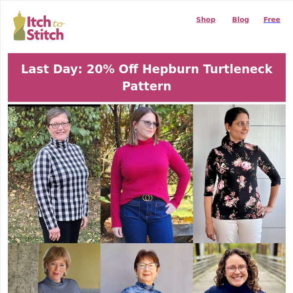 Final Call: Last Day for 20% Off the Hepburn Turtleneck Sewing Pattern