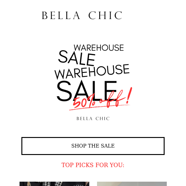 WAREHOUSE SALE STARTS NOW ->