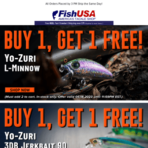 Yo-Zuri Buy 1, Get 1 Free Sale You Don't Want to Miss!