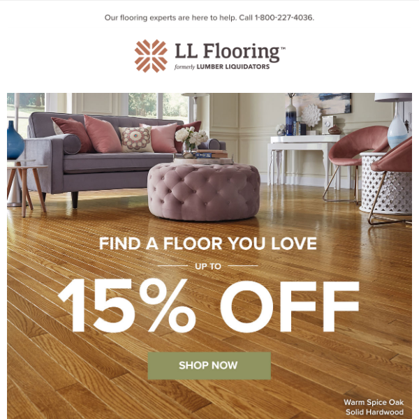 Time for a new look? Save up to 15% on flooring!