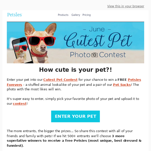 Enter Your Pet to Win a FREE Petsies Forevers!