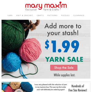 These yarns are only $1.99!
