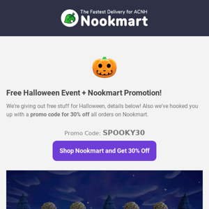 Nookmart FREE Item Halloween Event & 30% OFF Sale 🎃