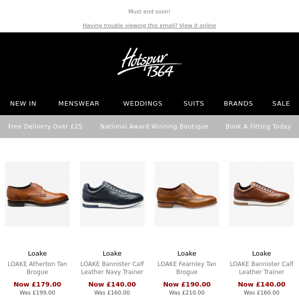 Hurry £20 OFF!! Gant Jeans, Chino's & our Loake Collection!