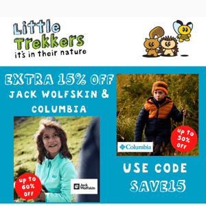 Extra 15% OFF Columbia & Jack Wolfskin