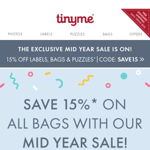 EXCLUSIVE SALE! SAVE BIG on Tinyme's Bags, Labels & Puzzles!