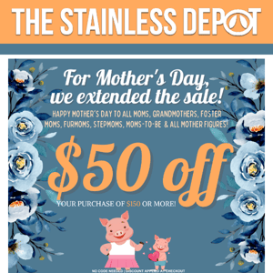 To Mom: $50 off 💐 Love, HOGG