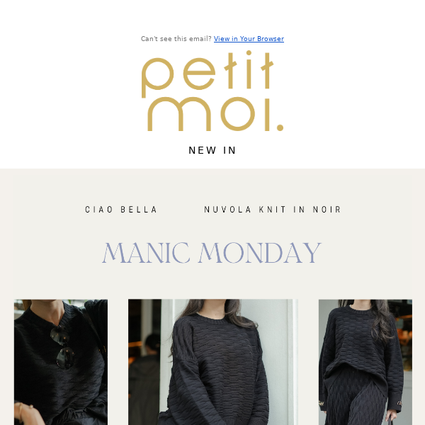 MANIC MONDAY | Nuvola Knit in Noir