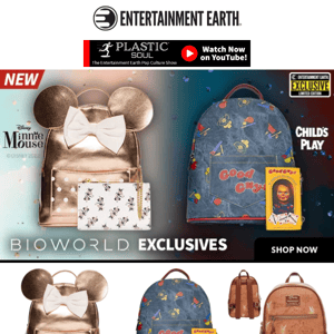 New Exclusives! Chucky and Minnie Mouse Amigo Backpacks from Bioworld!