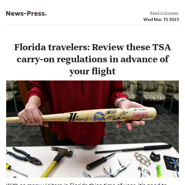 News alert: Travel news: Carry on or check in? What airport says about these 16 Florida-themed items