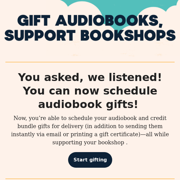 You Can Now Schedule Audiobook Gifts ❄️