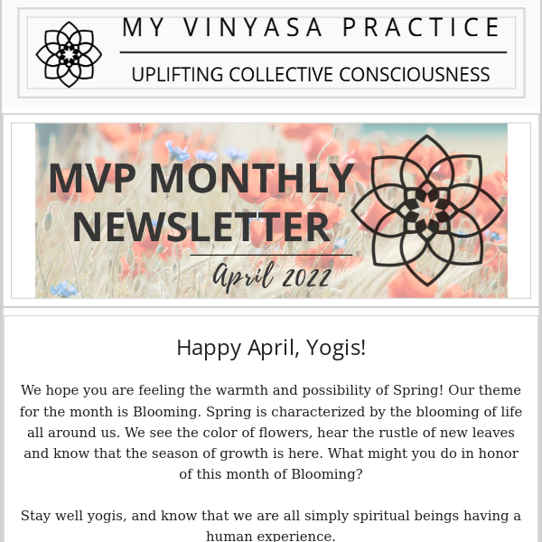 My Vinyasa Practice | April Newsletter