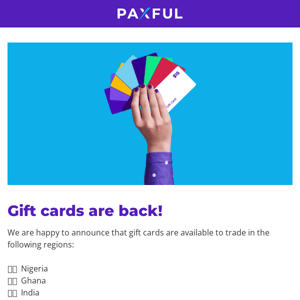 Gift cards are BACK! 🎉
