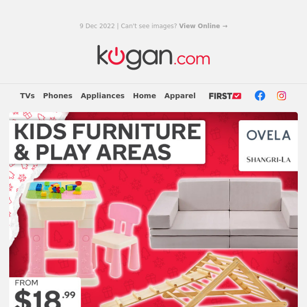 🎄 Christmas Gifts for Kids - Furniture & Play Areas from $18.99
