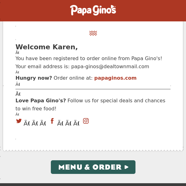 Welcome to Papa Gino's!