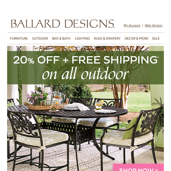 20% off best-selling outdoor collections