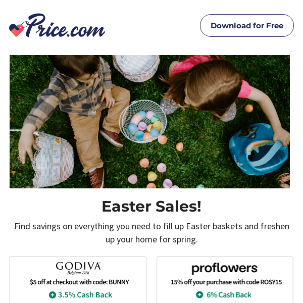 Easter Sales! Cash Back at Home Stores, Gift Cards & More!