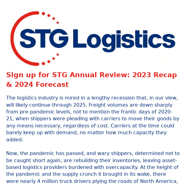 Sign up for STG Annual Review: 2023 Recap & 2024 Forecast
