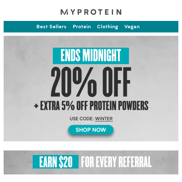 Extra 5% Off ALL Protein, Ends Midnight ⏰