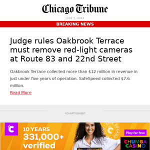 Oakbrook Terrace must remove red-light cameras, judge rules