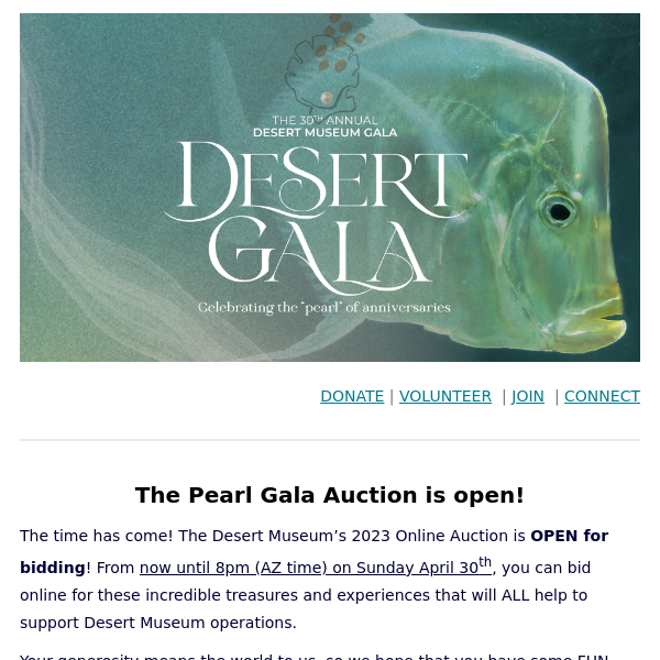 Gala Auction Open! - Arizona-Sonora Desert Museum