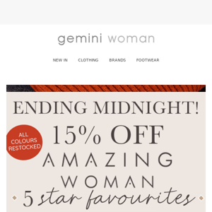 15% Off your Favourite Amazing Woman Pieces
