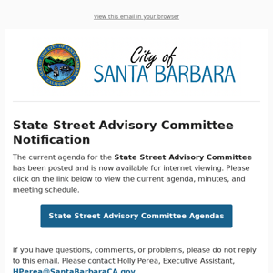 State Street Advisory Committee - Agenda Posting Notification