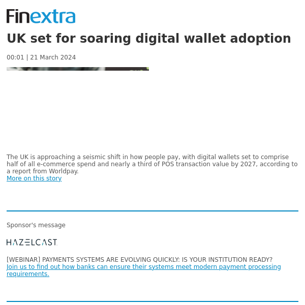 Finextra News Flash: UK set for soaring digital wallet adoption