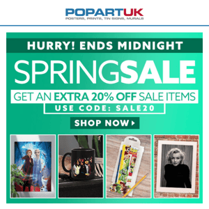 Last Chance! Extra 20% off all Spring Sale