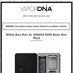 BACK IN STOCK! Billet Box Rev 4c DNA60 60W Boro Box Mod available now!