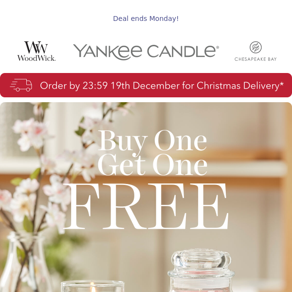 Now on: Buy 1 get 1 FREE on Large Jar Candles