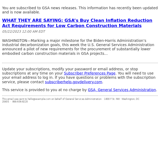 WHAT THEY ARE SAYING: GSA’s Buy Clean Inflation Reduction Act Requirements for Low Carbon Construction Materials