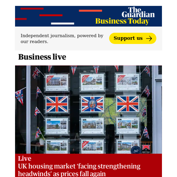 Business Today: UK housing market ‘facing strengthening headwinds’ as prices fall again