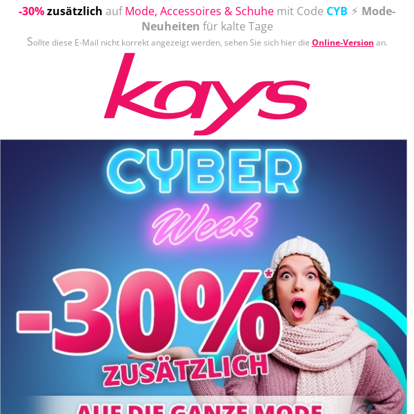 CYBER WEEK & Mode-Neuheiten