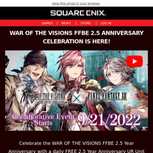 WAR OF THE VISIONS FFBE 2.5 Anniversary Celebration is Here!
