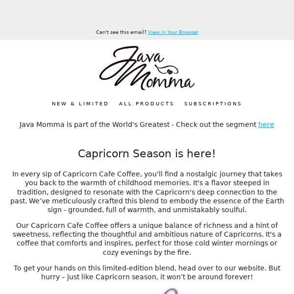 ✨ Welcome Capricorn Season with Our Special Capricorn Cafe Coffee! ✨