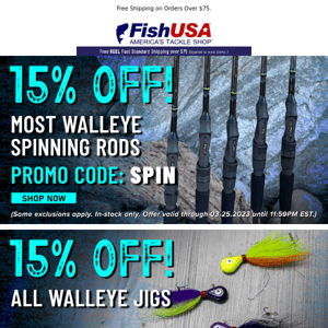 15% Off Walleye Spinning Rods is Ending Soon!