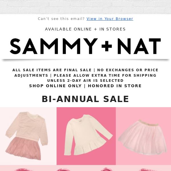 Sammy + Nat SALE: All Seasons 30% OFF!! 💖