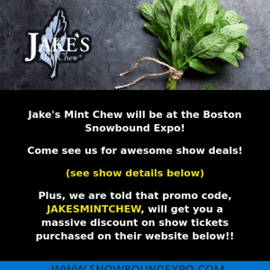 JMC to attend Boston Snowbound Show - deal on tickets and Free Shipping on all orders today