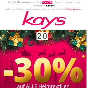 -30% auf alle Heimtextilien