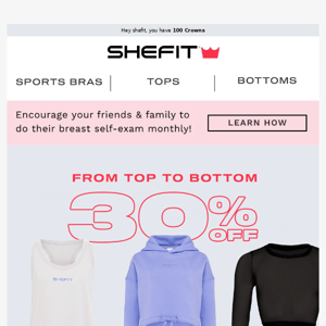 Get 30% Off SHEFIT Apparel & Accessories