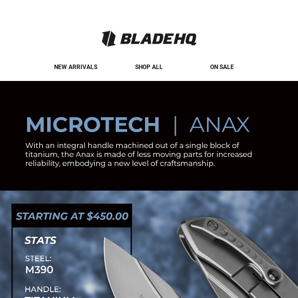 Microtech Anax Knife Black Ti (3.8 Serr DLC) - Blade HQ