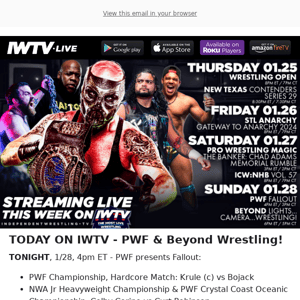 TODAY ON IWTV - PWF & Beyond Wrestling!