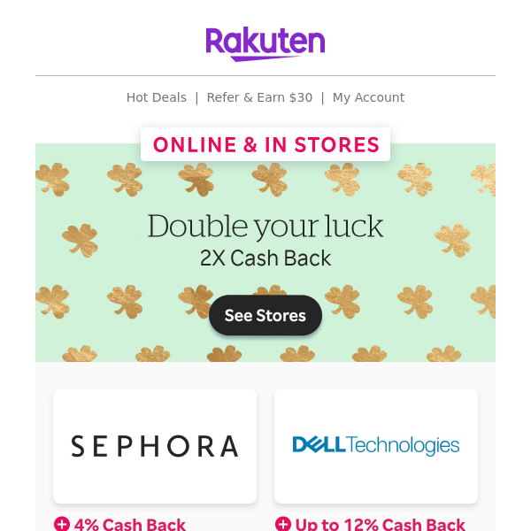 💸 Hi there! You're receiving 2X Cash Back - shopping has never been this fun