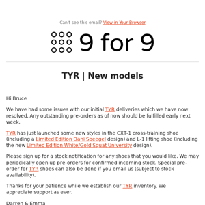 TYR | New models
