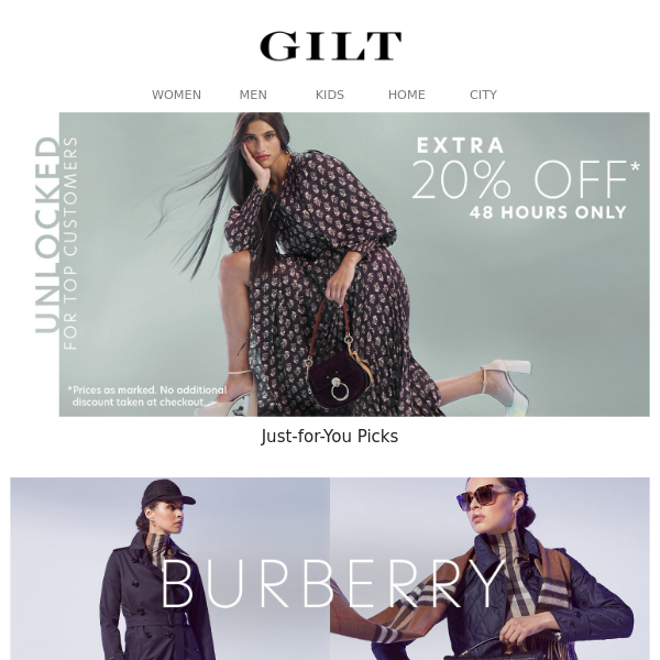 Extra 20% Off Unlocked for 2 Days | Burberry With Iconic Check Style - Gilt  Groupe