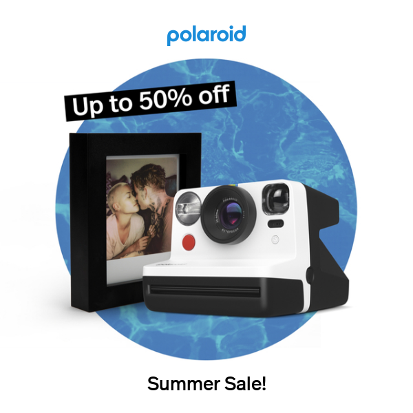 Summer savings! Up to 50% off on selected Polaroid items ☀️📸
