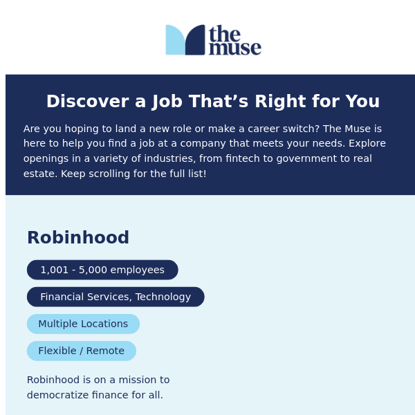 Find a new role or career you love