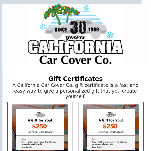 Gift Certificates and 2-Day Shipping at Ground Rates